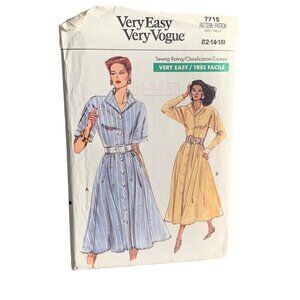 Vogue Dress Pattern 7715 Misses Size 12-14-16 Sewing Pattern uncut